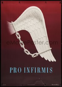 5c301 PRO INFIRMIS 36x50 Swiss special poster 1944 incredible Donald Brun art of chained wing!