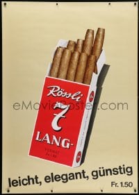 5c407 ROSSLI 7 LANG 36x50 Swiss advertising poster 1965 pack of cigarettes opened and on display!