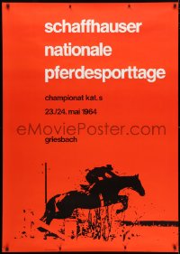 5c302 SCHAFFHAUSER NATIONALE PFERDESPORTTAGE 36x50 Swiss special poster 1963 jumping horse/jockey!