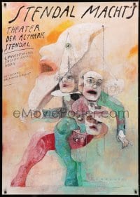 5c350 STENDAL MACHT'S 33x47 German stage poster 1990s wild Wiktor Sadowski art of clowns!