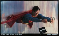 5c243 SUPERMAN 35x60 music poster 1978 c/u of comic book hero Christopher Reeve in flight!