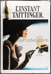 5c410 TAITTINGER DS 47x69 French advertising poster 1987 art of sexy woman & champagne!
