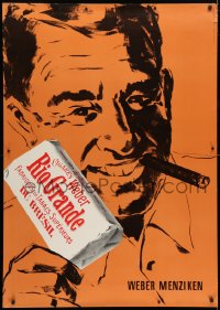5c411 WEBER 36x50 Swiss advertising poster 1956 great different artwork of smiling man w/ cigar!