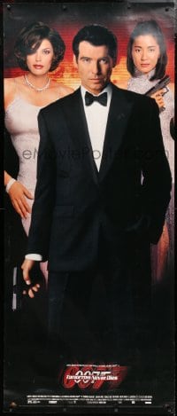 5c194 TOMORROW NEVER DIES 30x72 video poster 1997 Pierce Brosnan as Bond, Yeoh, sexy Teri Hatcher!