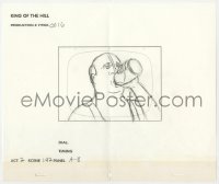 5d071 KING OF THE HILL animation art 2000s cartoon pencil drawing of Bill drinking beer!