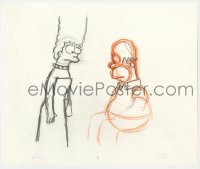 5d059 SIMPSONS animation art 2000s cartoon pencil drawing of Homer & Marge looking sad!