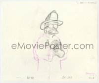 5d069 SIMPSONS animation art 2000s cartoon pencil drawing of Ned Flanders w/ firefighter handbook!