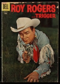5d096 ROY ROGERS vol 1 #107 comic book 1956 great cover image of the famous cowboy aiming his gun!