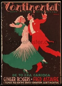 5d277 GAY DIVORCEE Danish program 1934 Erik Frederiksen art of Fred Astaire & Ginger Rogers!