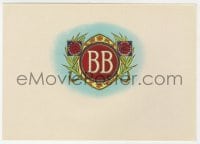5d162 BB 6x9 cigar box label 1920s cool logo artwork with embossed gold foil!
