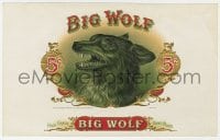 5d165 BIG WOLF 6x10 cigar box label 1920s cool logo artwork with embossed gold foil!