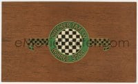 5d170 CHECKER TAXI CO 6x10 cigar box label 1928 embossed gold foil logo over woodgrain background!