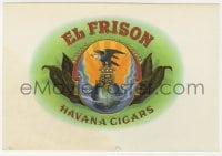 5d177 EL FRISON 6x9 cigar box label 1920s cool Cuban cigar logo artwork with embossed gold foil!