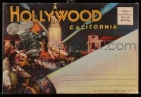 5d022 HOLLYWOOD CALIFORNIA 4x6 postcard booklet 1930s cool fold-out w/many landmarks pictured!