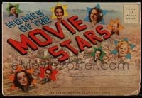 5d026 HOMES OF THE MOVIE STARS 4x6 postcard booklet 1940s fold-out of many landmarks, w/ 12 cards