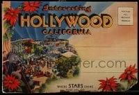 5d027 INTERESTING HOLLYWOOD CALIFORNIA 4x6 postcard booklet 1940s fold-out w/landmarks pictured!