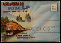 5d028 LOS ANGELES SALT LAKE ROUTE UNION PACIFIC R.R. 4x6 postcard booklet 1944 cool fold-out w/landmarks pictured!