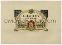 5d187 LUCIUS DE LUXE 7x9 Cuban cigar box label 1920s Rodriguez logo art with embossed gold foil!