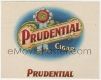 5d195 PRUDENTIAL CIGAR 7x9 cigar box label 1910s cool embossed logo with gold foil outline!