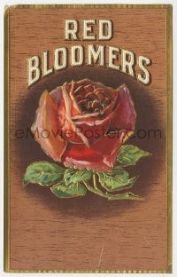 5d196 RED BLOOMERS 4x7 cigar box label 1920s cool logo artwork with embossed gold foil outlines!