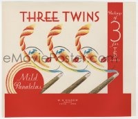 5d209 THREE TWINS 8x9 cigar box label 1930s art of smoke shaped like sexy women!