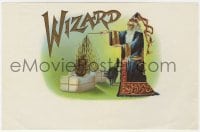 5d218 WIZARD 7x10 cigar box label 1920s great art of sorcerer with embossed gold foil!
