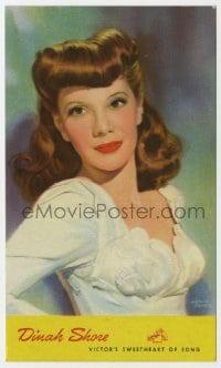 5d131 DINAH SHORE RCA 4x6 postcard 1940s great portrait of Victor's Sweetheart of Song!