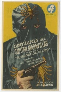 5d396 ADVENTURES OF CAPTAIN MARVEL part 1 Spanish herald 1943 cool image of The Scorpion with gun!