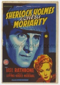 5d400 ADVENTURES OF SHERLOCK HOLMES Spanish herald 1940 Soligo art of Basil Rathbone & Ida Lupino!