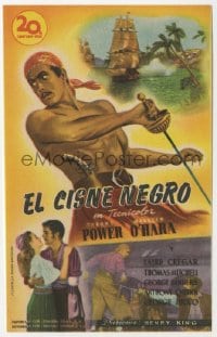 5d440 BLACK SWAN Spanish herald 1949 different art of swashbuckler Tyrone Power & Maureen O'Hara!