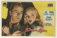 5d447 BLUE DAHLIA Spanish herald 1949 close up art of Alan Ladd with gun & sexy Veronica Lake!