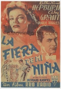 5d462 BRINGING UP BABY Spanish herald 1940 Katharine Hepburn, Cary Grant, Howard Hawks, very rare!