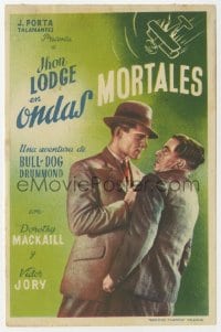 5d468 BULLDOG DRUMMOND AT BAY vertical Spanish herald 1937 John Lodge threatening Victor Jory!