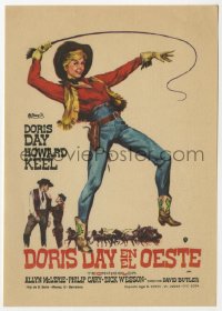 5d472 CALAMITY JANE Spanish herald 1964 Jano art of cowgirl Doris Day in title role with whip!