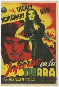 5d490 CHINA GIRL Spanish herald 1946 Soligo art of sexy Gene Tierney & George Montgomery, Ben Hecht