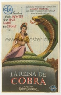 5d500 COBRA WOMAN Spanish herald 1947 cool image of sexy Maria Montez on giant snake statue!