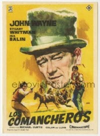 5d501 COMANCHEROS Spanish herald 1962 different Jano art of John Wayne, directed by Michael Curtiz!