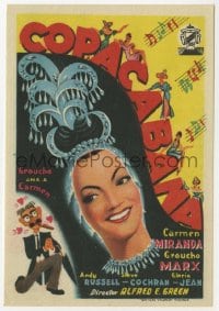 5d507 COPACABANA Spanish herald 1950 different art of wacky Groucho Marx & sexy Carmen Miranda!