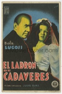 5d508 CORPSE VANISHES Spanish herald 1943 different Fernandez art of Bela Lugosi & Luana Walters!