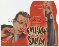 5d525 DEAD RECKONING die-cut Spanish herald 1948 art of Humphrey Bogart & sexy Lizabeth Scott!