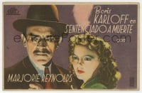 5d541 DOOMED TO DIE horizontal Spanish herald R1950s Boris Karloff as Mr. Wong & Marjorie Reynolds!