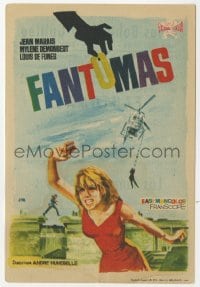 5d564 FANTOMAS Spanish herald 1966 different Jano art of Mylene Demongeot under helicopter!