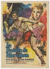 5d588 GIANT OF MARATHON Spanish herald 1961 Tourneur & Mario Bava, Mac art of Steve Reeves!