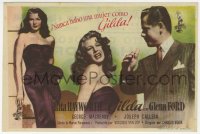 5d590 GILDA Spanish herald 1947 sexy Rita Hayworth in sheath dress & slapped by Ford!