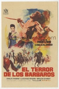 5d595 GOLIATH & THE BARBARIANS Spanish herald 1962 different art of Steve Reeves & Chelo Alonso!