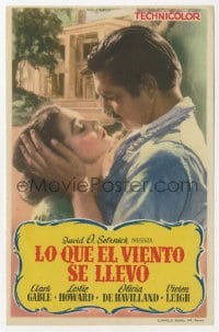 5d596 GONE WITH THE WIND Spanish herald R1950s romantic close up of Clark Gable & Vivien Leigh!