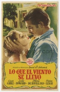 5d597 GONE WITH THE WIND Spanish herald R1953 romantic close up of Clark Gable & Vivien Leigh!