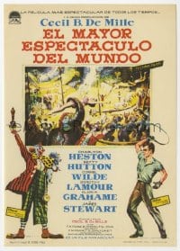 5d601 GREATEST SHOW ON EARTH Spanish herald R1962 DeMille classic, different circus art!