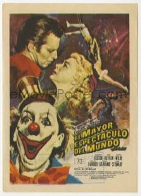 5d602 GREATEST SHOW ON EARTH Spanish herald R1972 DeMille circus classic,different art by Mac Gomez!