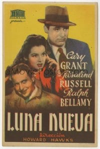 5d618 HIS GIRL FRIDAY Spanish herald 1943 Howard Hawks classic, Cary Grant, Russell & Bellamy!